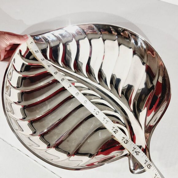 International Silver Co Leaf Serving Tray Decorative Tropical MCM Platter Plated - Picture 9 of 9